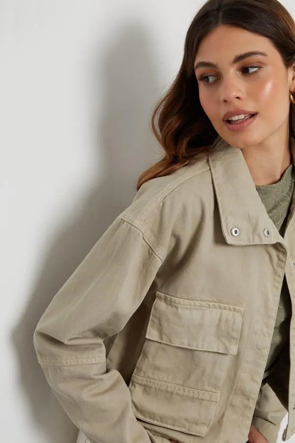 'Cinzia' Lightweight Cotton Twill Utility Jacket