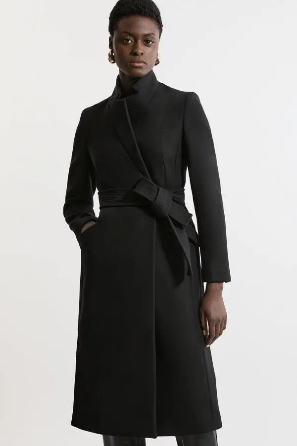 Premium Italian Manteco Wool Investment Notch Neck Tailored Midi Coat