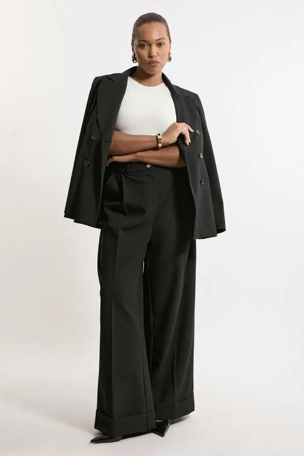 Plus Size Essential Tailored Wide Leg Trousers