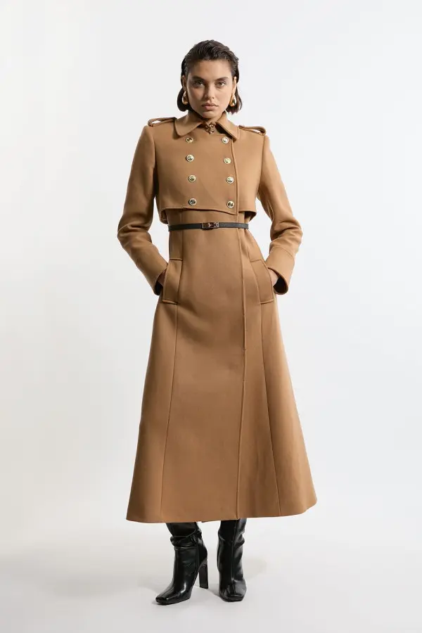 Premium Italian Manteco Wool Military Shelf Tailored Midaxi Coat