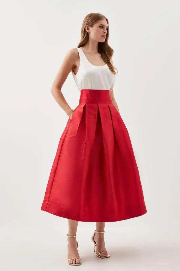 Twill Woven Prom Maxi Skirt