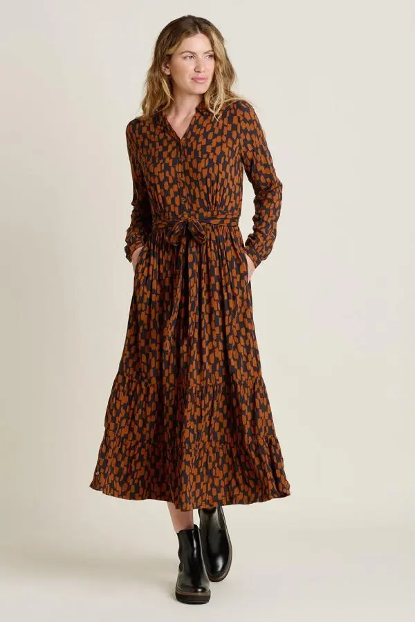 Brush Strokes Maxi Shirt Dress