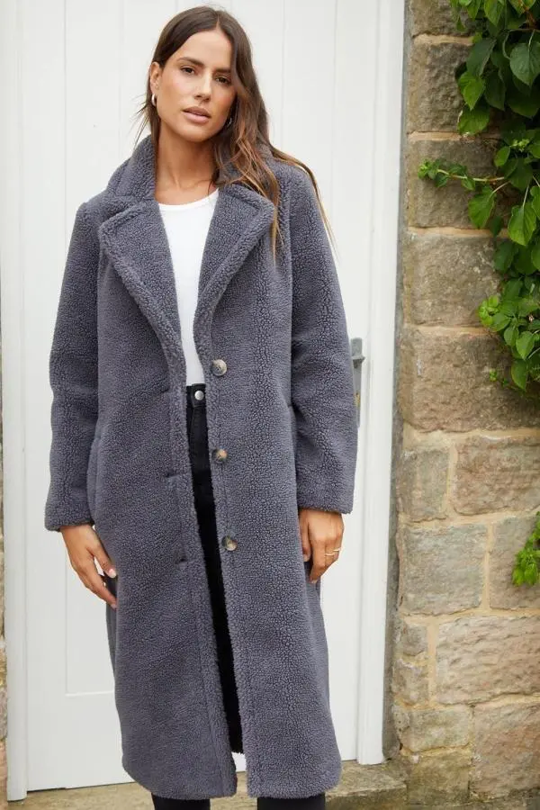 'Bearlee' Longline Borg Coat