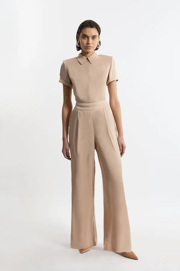 Viscose Satin Wide Leg Trouser