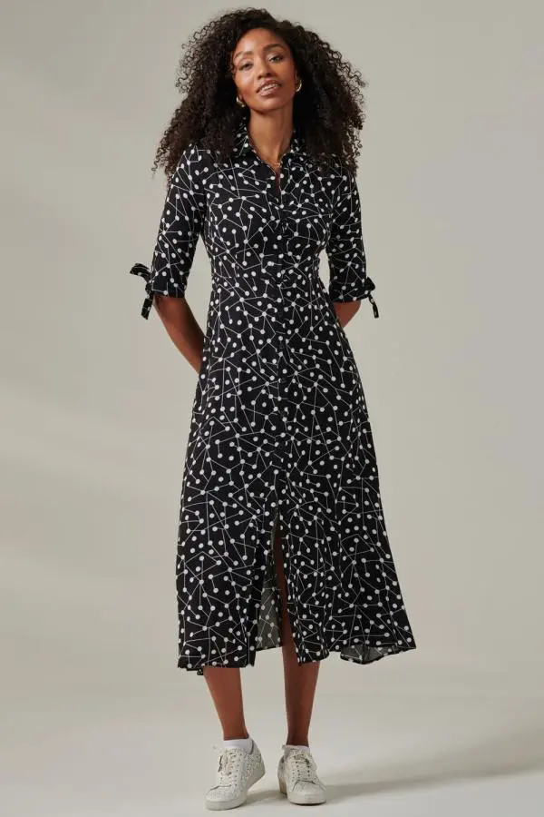 Nora Print Viscose Maxi Shirt Dress