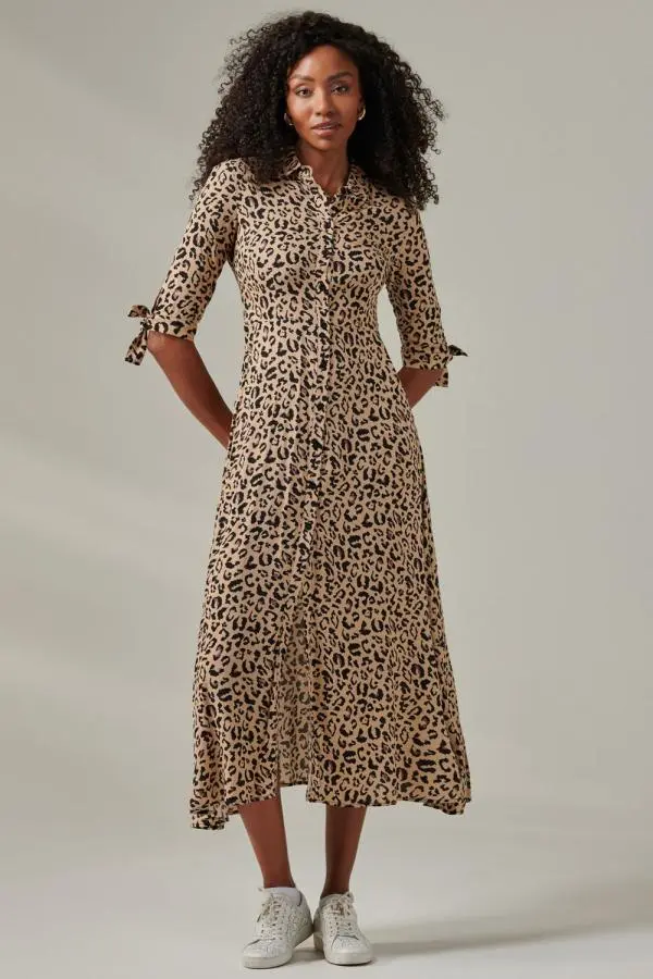 Nora Print Viscose Maxi Shirt Dress