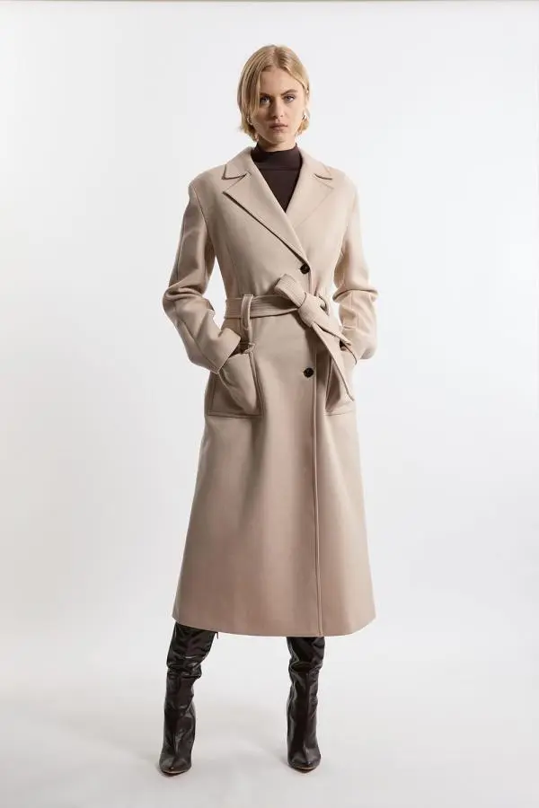 Tall Premium Italian Manteco Wool Belted Tailored Midaxi Coat