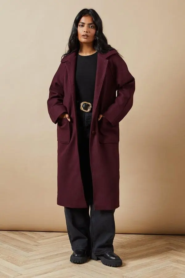 Self Covered Button Midi Dolly Coat