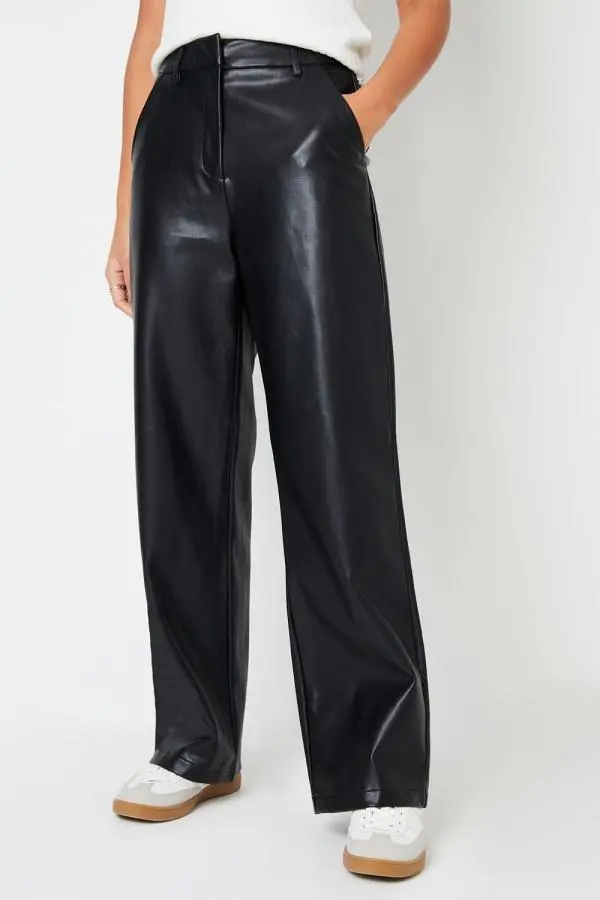 'Astra' Faux Leather PU Wide Leg Trousers