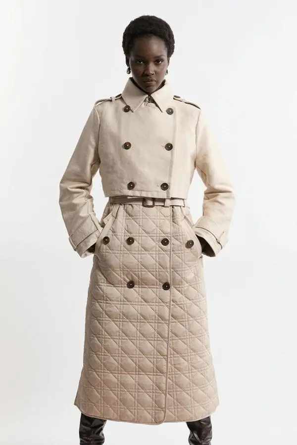 Hybrid Quilted Belted Trench Coat