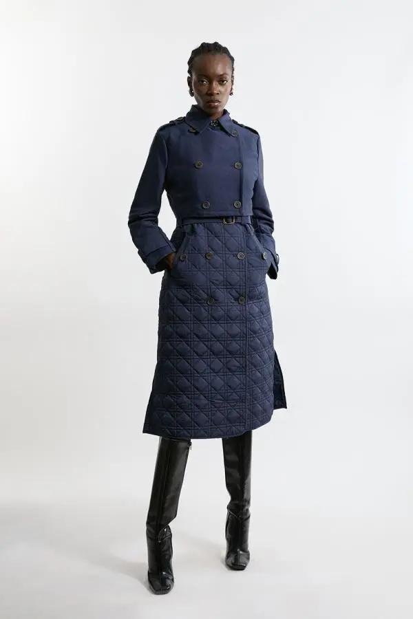 Hybrid Quilted Belted Trench Coat