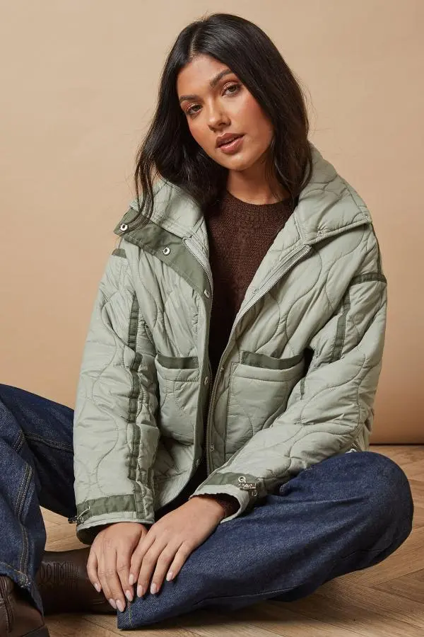 Onion Quilted Popper Jacket