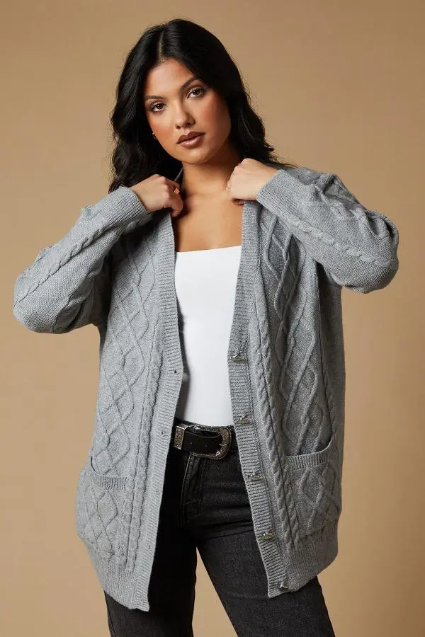 Cable Knit Buttons Down Cardigan