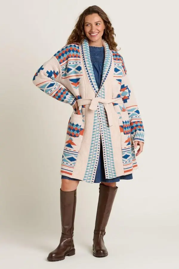 Geo Belted Knitted Cardigan