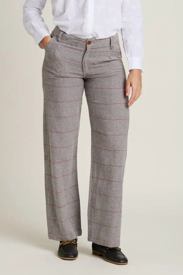 Wide Leg Textured Trouser