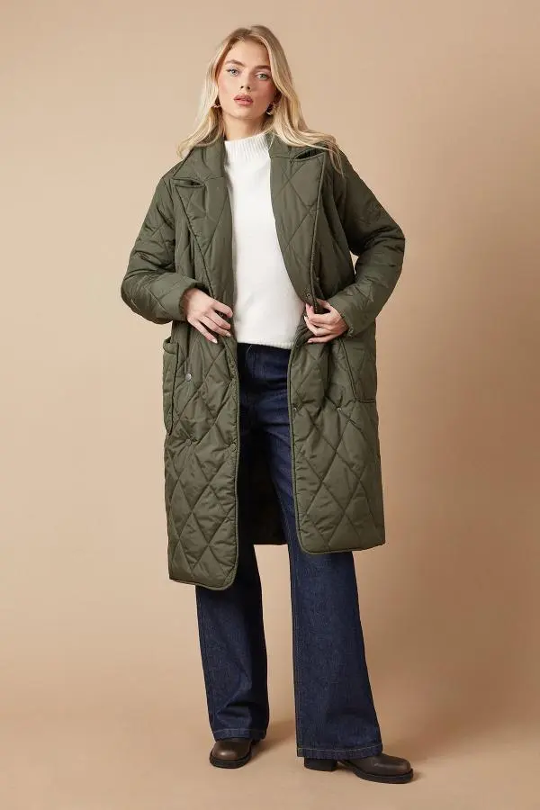 Quilted Diamond Puffer Coat