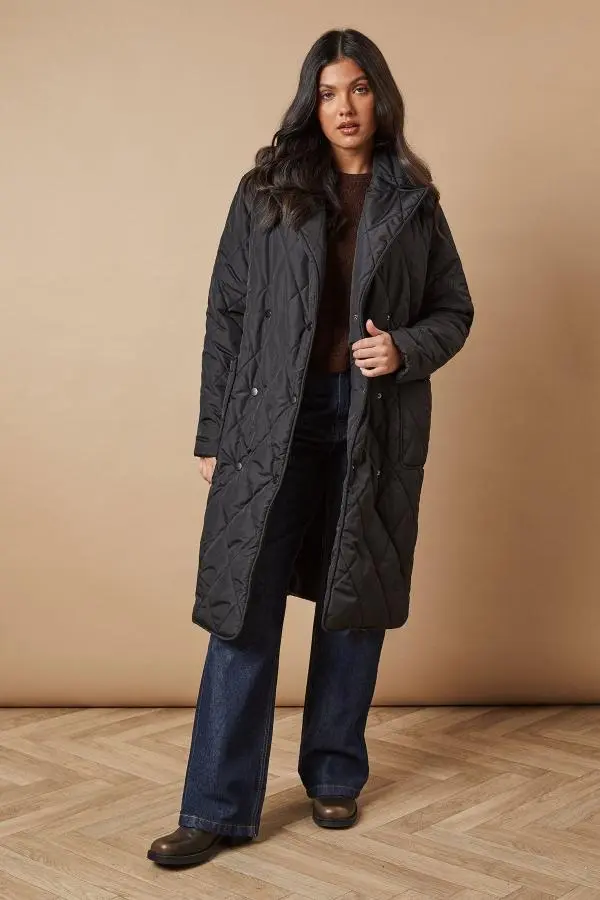 Quilted Diamond Puffer Coat