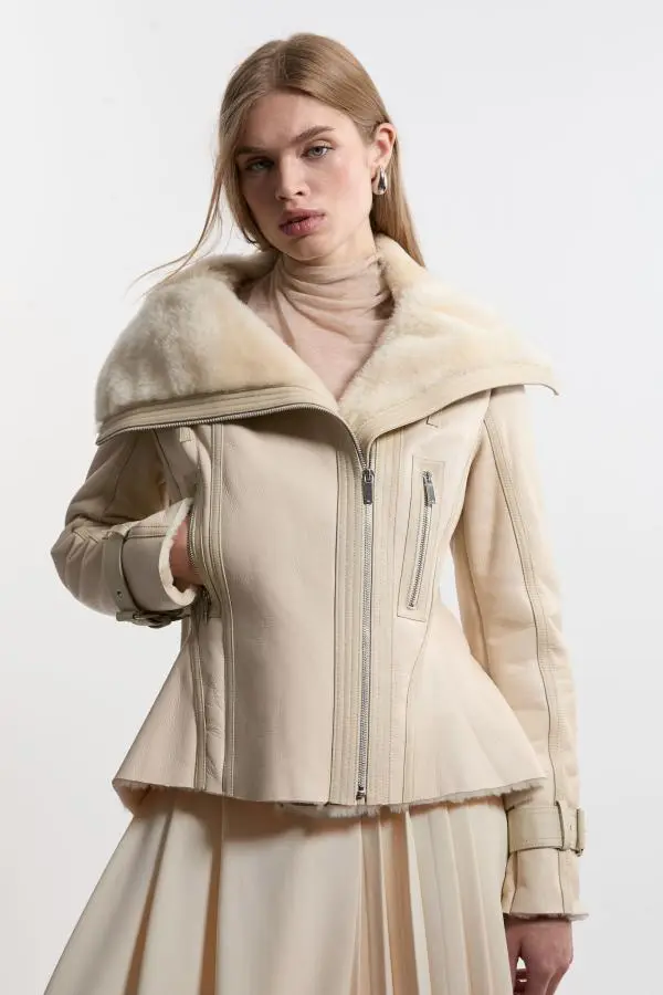 Shearling High Low Jacket