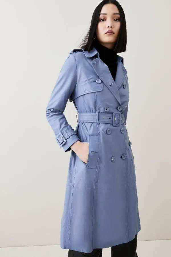 Leather Trench Belted Mac Coat