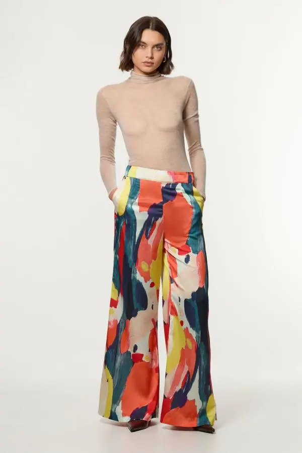 Satin Wide Leg Woven Trouser