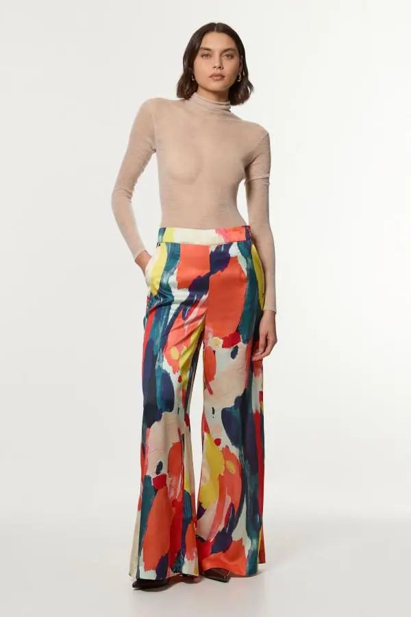 Tall Satin Wide Leg Woven Trouser