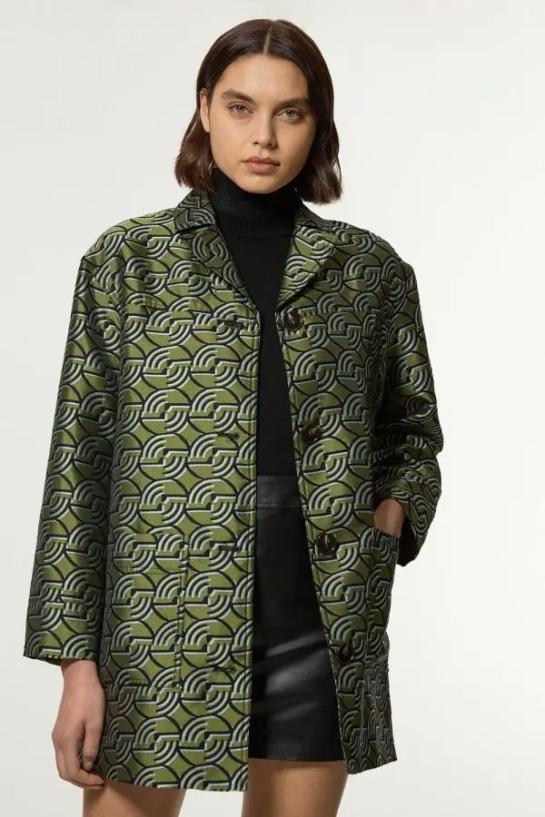 Geo Jacquard Twill Tailored Jacket