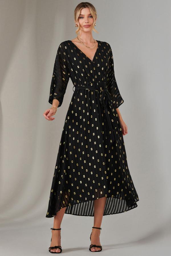 Plain Gold Spot Chiffon Dress