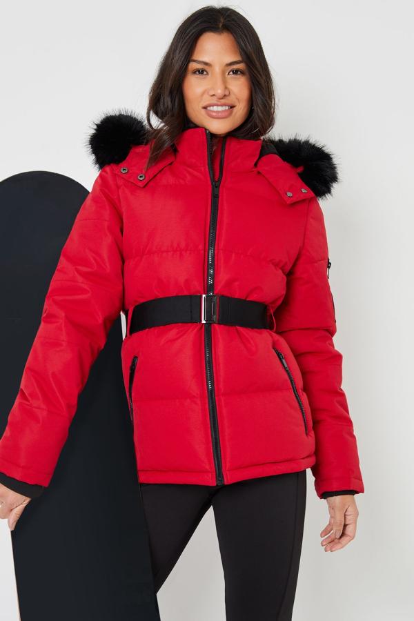 Belted Padded Ski Jacket