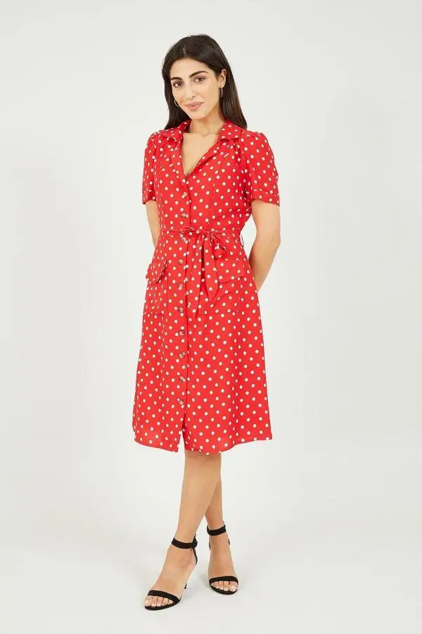 Retro Shirt Polka Dot Dress