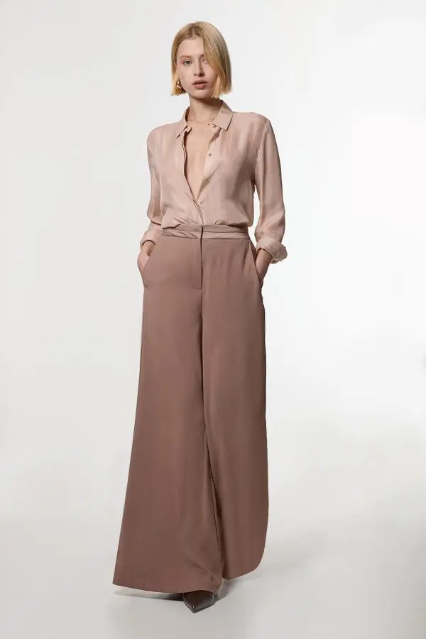 Satin Back Crepe Wide Leg Trouser