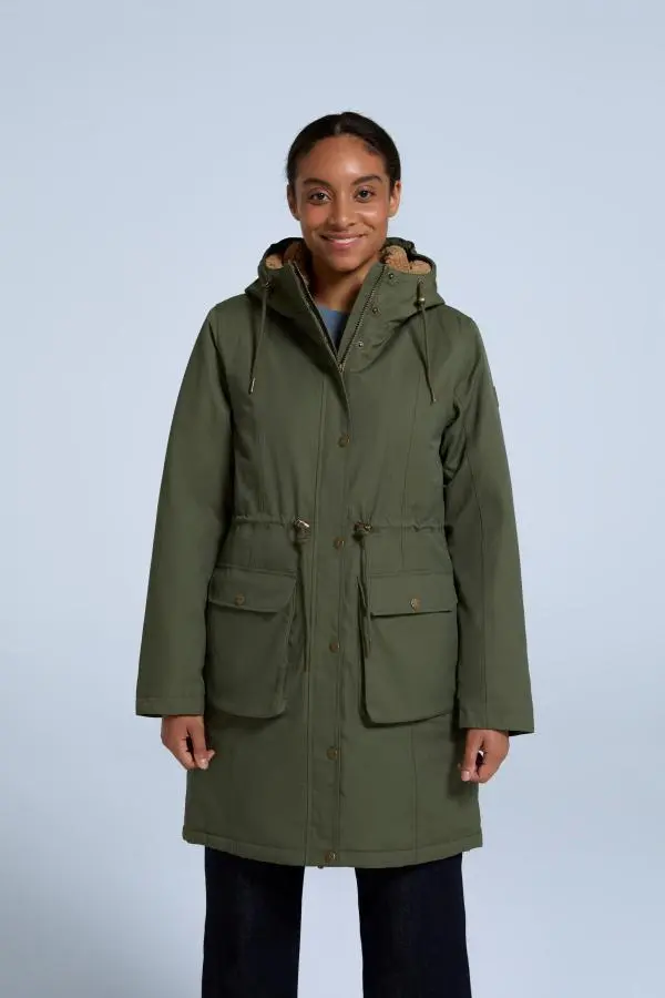 'Agnes' Water Resistant Windproof Plush Borg Lined Relaxed Fit Parka