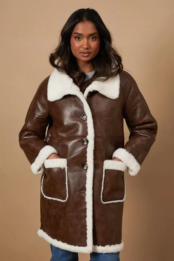 Pu Bonded Shearling Coat