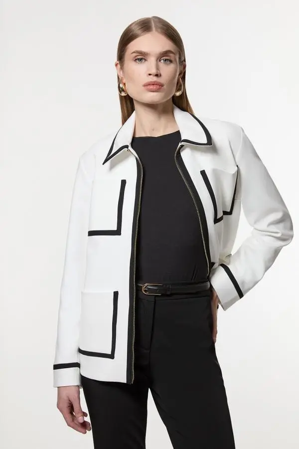 Compact Stretch Tipped Pocketed Tailored Jacket