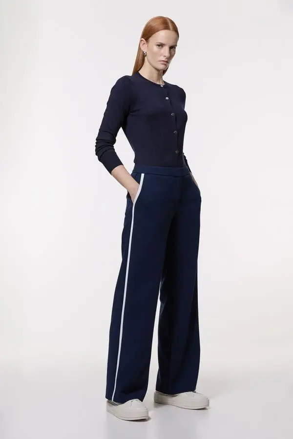 Compact Stretch Tipped Pocketed Tailored Straight Leg Trouser