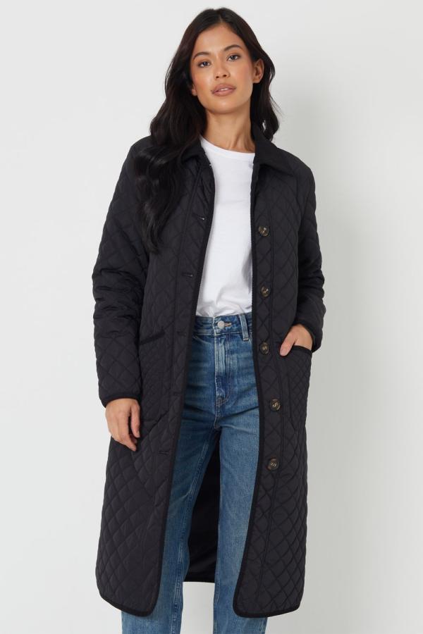 Cord Collar Diamond Quilted Jacket