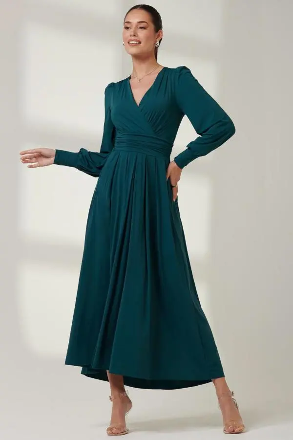 Long Sleeve Soft Silky Jersey Maxi Dress