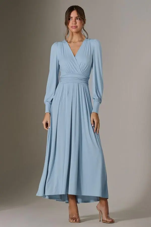 Long Sleeve Soft Silky Jersey Maxi Dress