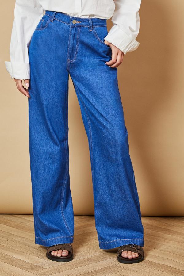 70's Blue High Waist Wide Leg Jean