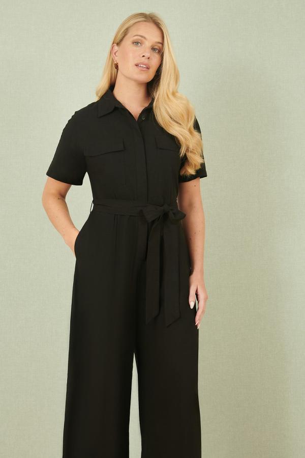 Black Utility Relaxed Fit Jumpsuit