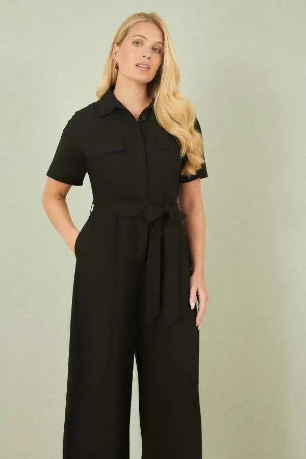 Black Utility Relaxed Fit Jumpsuit