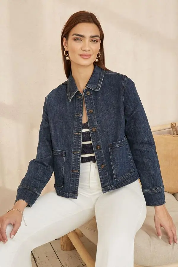 Blue Denim Jacket With Patch Pockets