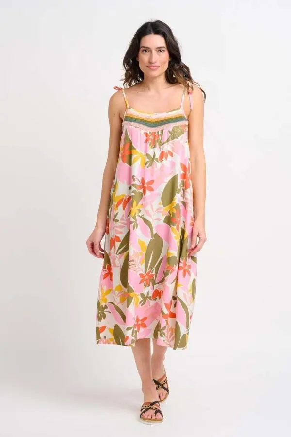 Tropical Palm Strappy Dress