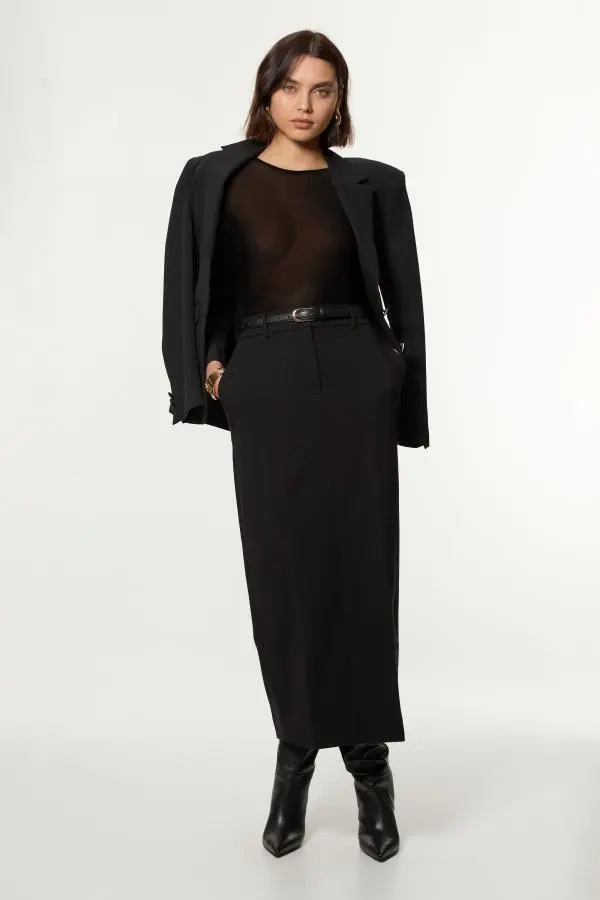 Compact Stretch Essential Tailored Maxi Skirt