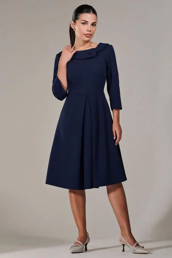 Petite Button Collar Dress