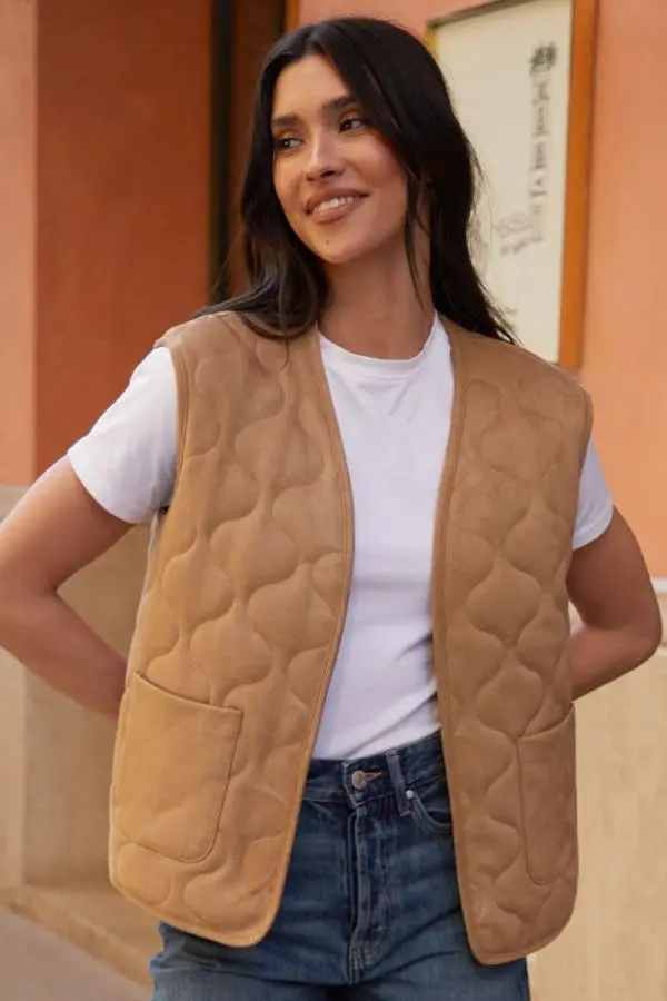 Onion Quilted Suedette Gilet