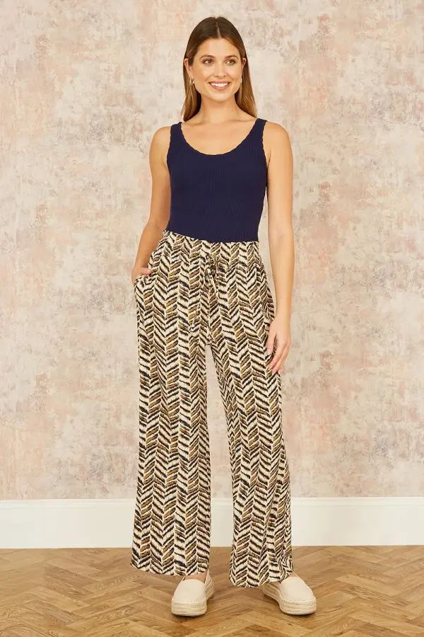 Brown Animal Print Relaxed Fit Trousers