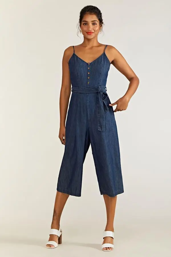 Blue Cotton Denim Jumpsuit