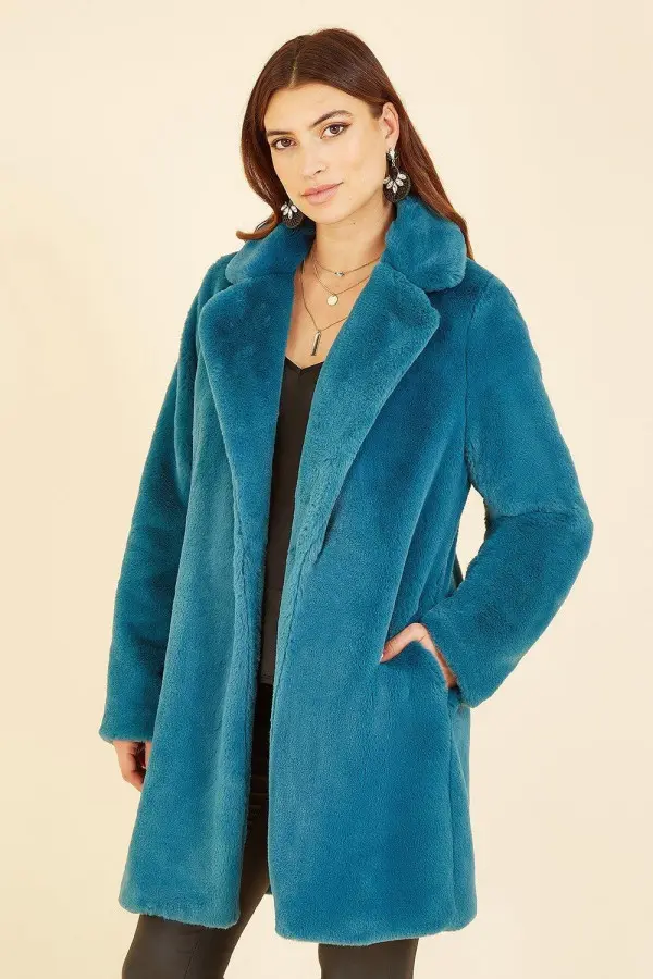 Teal Faux Fur Coat