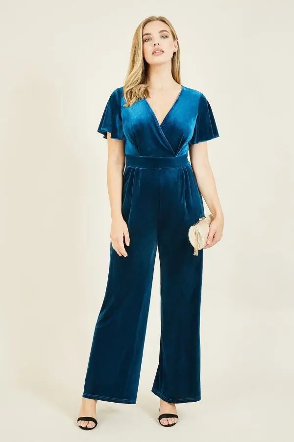 Teal Velvet Jumpsuit