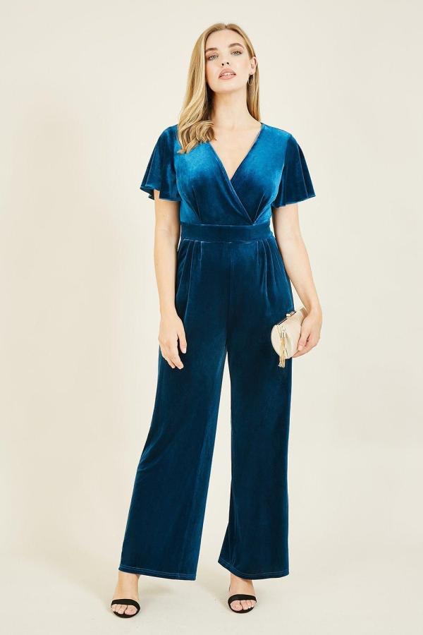 Teal Velvet Jumpsuit